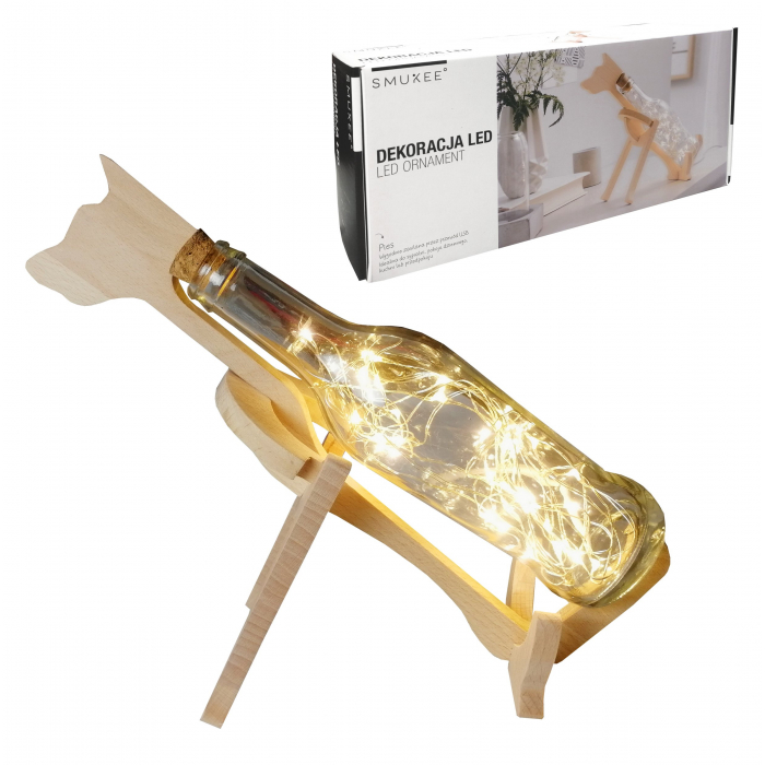 Dekoracja Świąteczna LED Szklane Lampki Pies Smuke